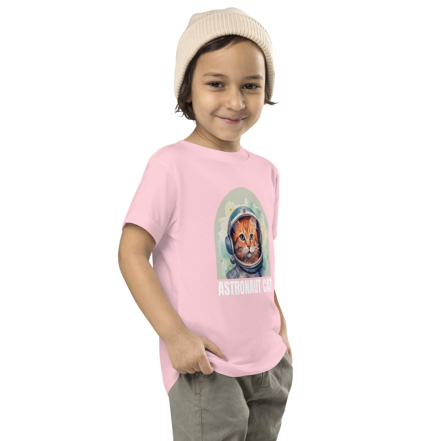 toddler t-shirt with astronaut cat graphic design