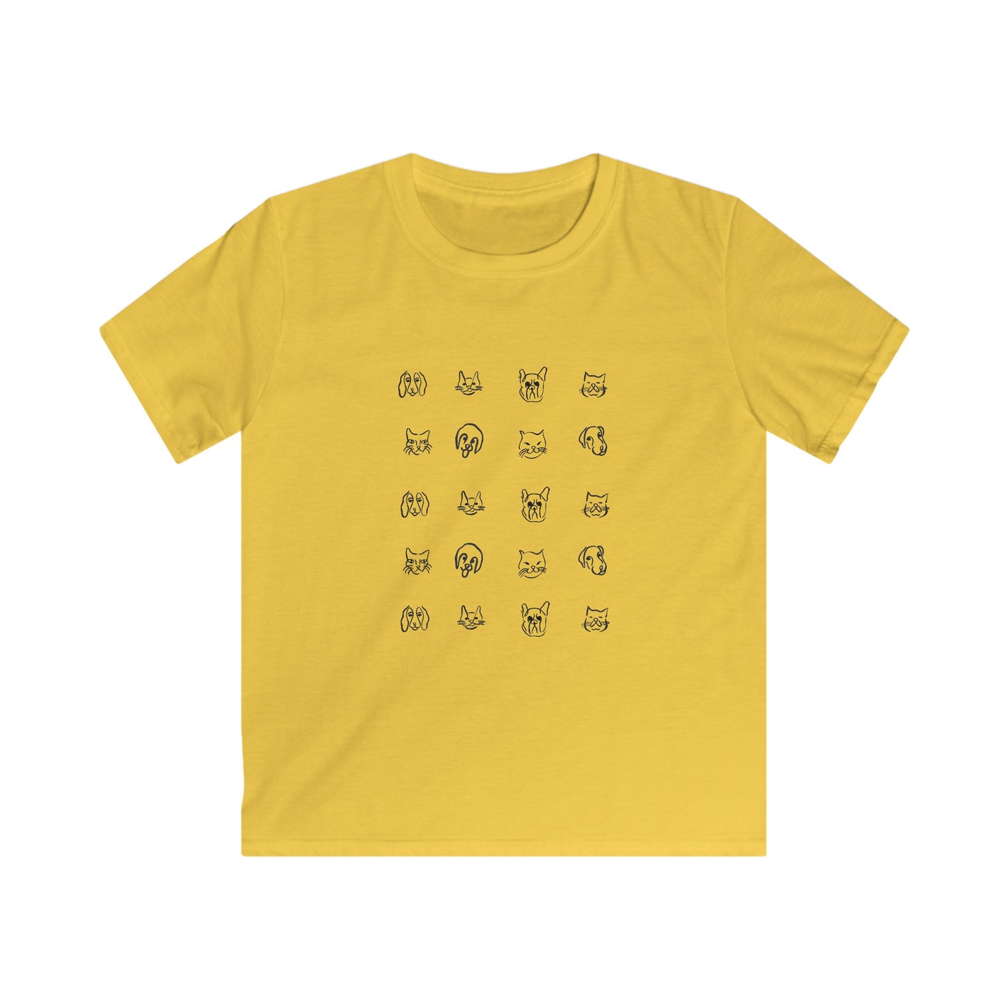youth t-shirt with cute animal faces all over design