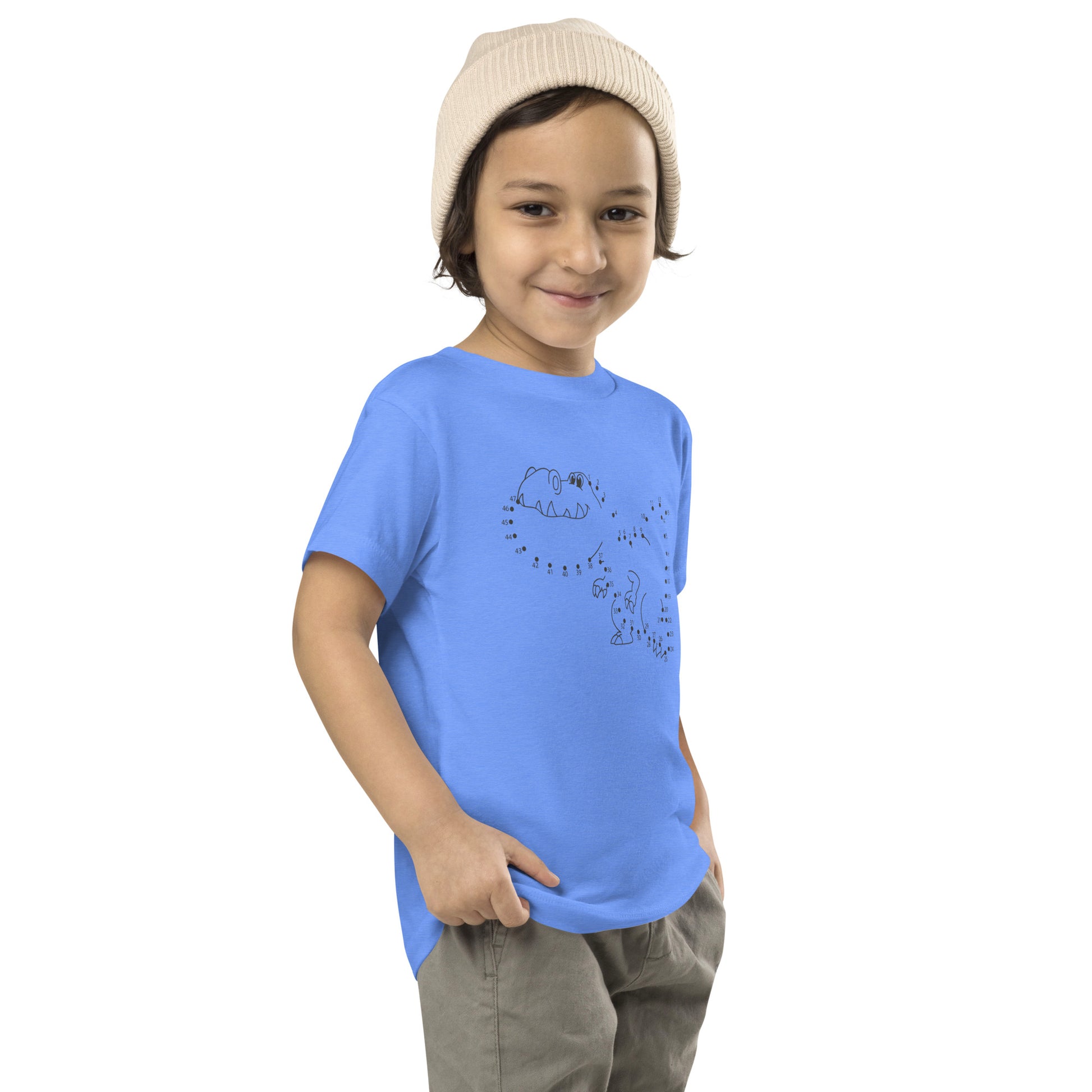 Custom kids pink dinosaur t-shirt with dino design
