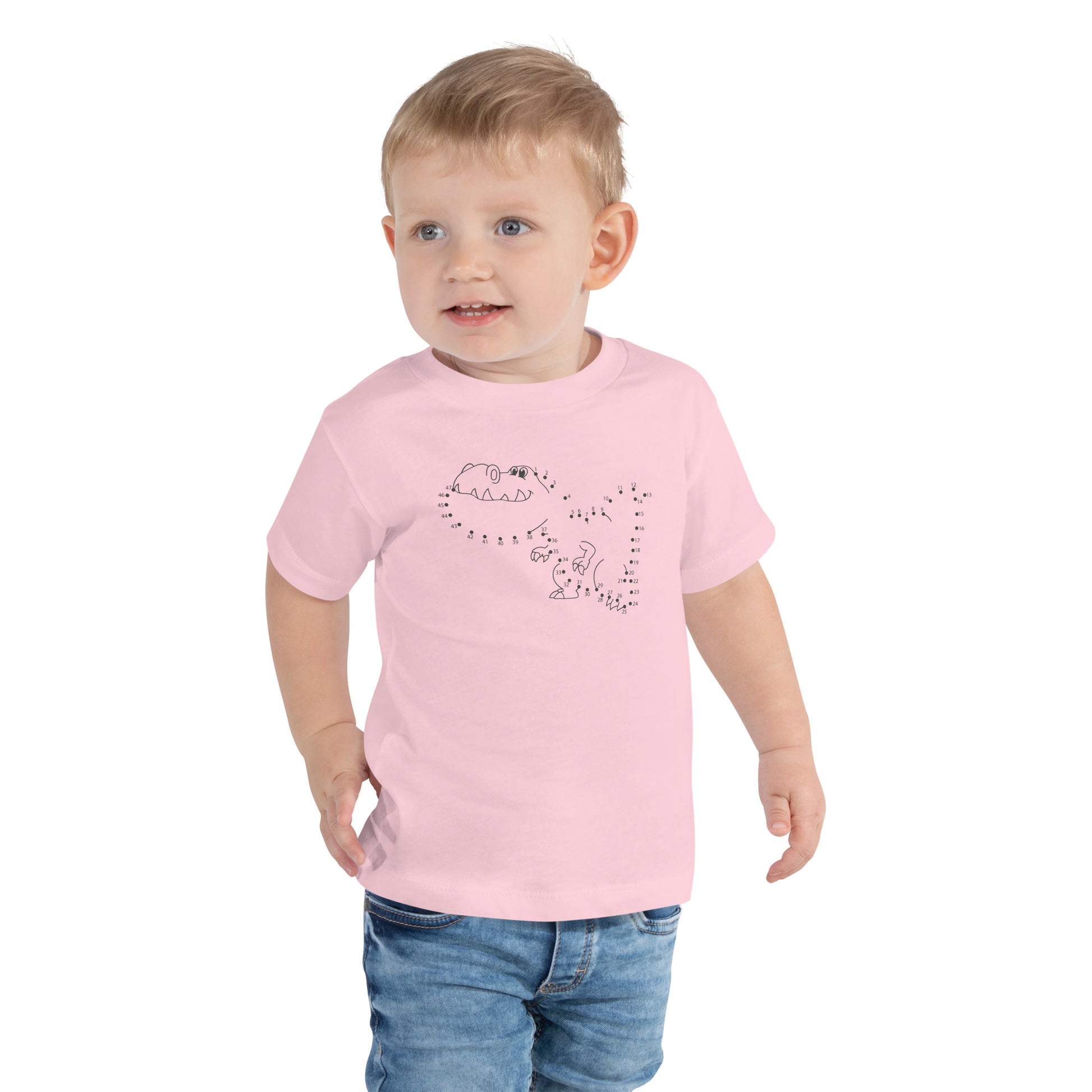 Custom kids pink dinosaur t-shirt with dino design