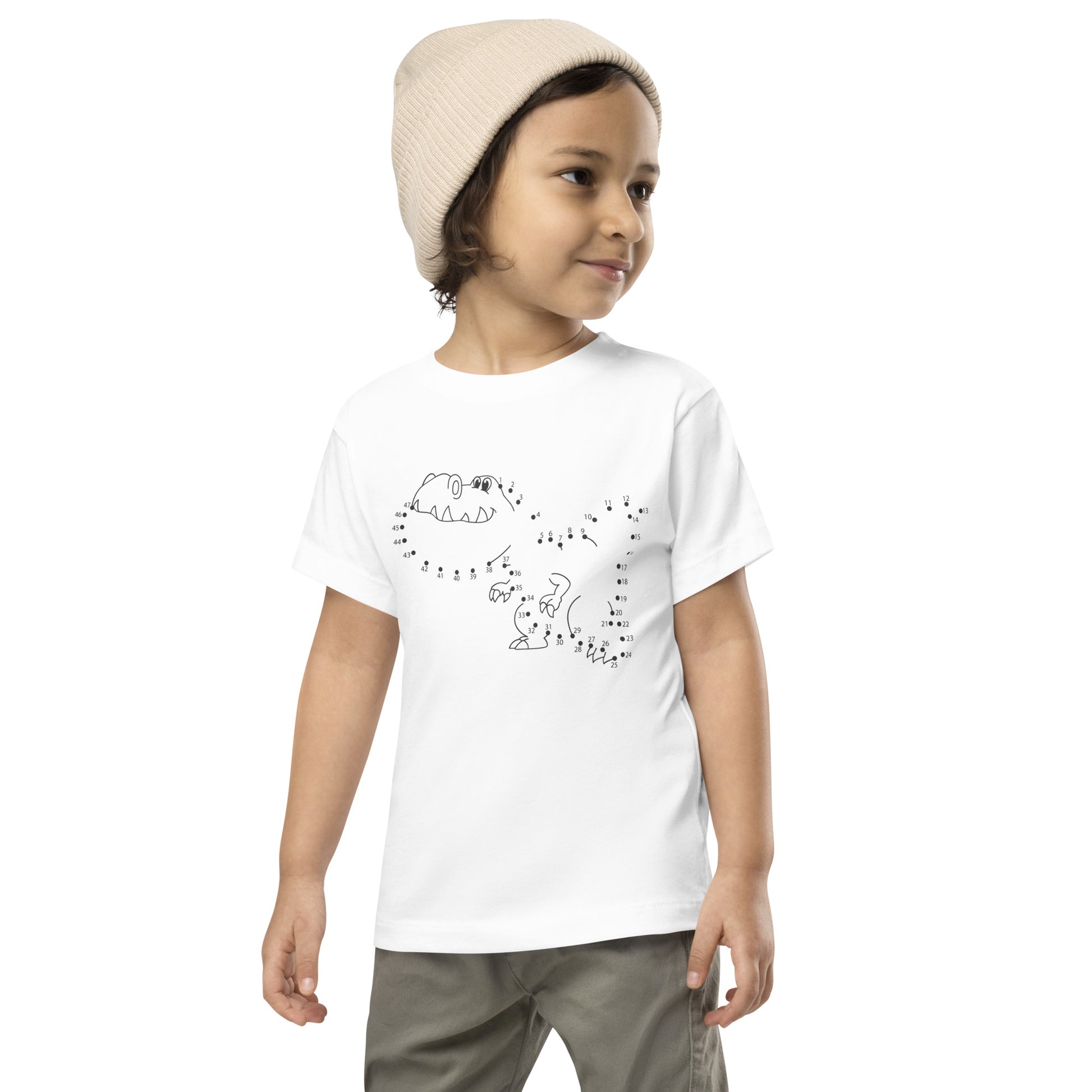 Custom kids pink dinosaur t-shirt with dino design