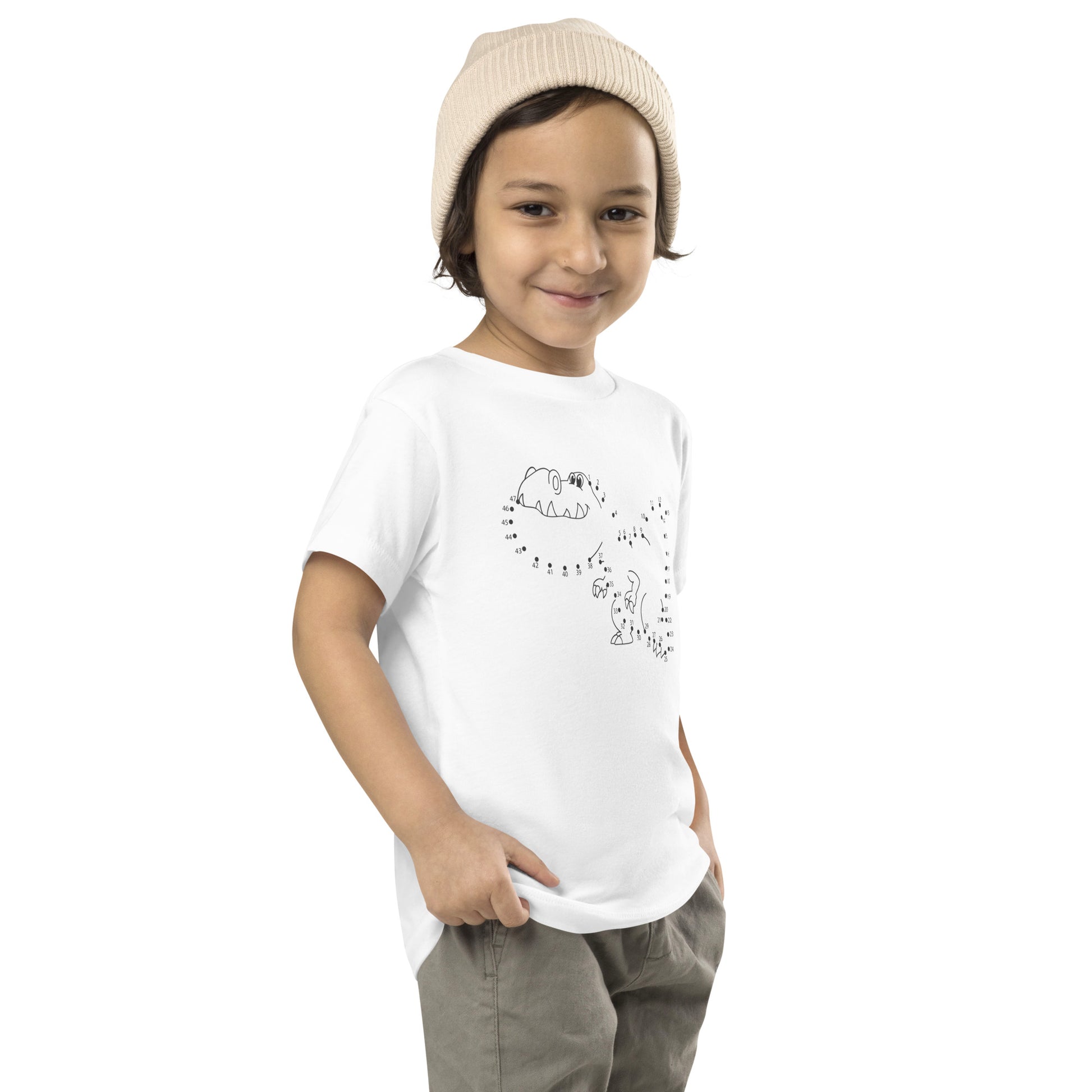 Custom kids pink dinosaur t-shirt with dino design