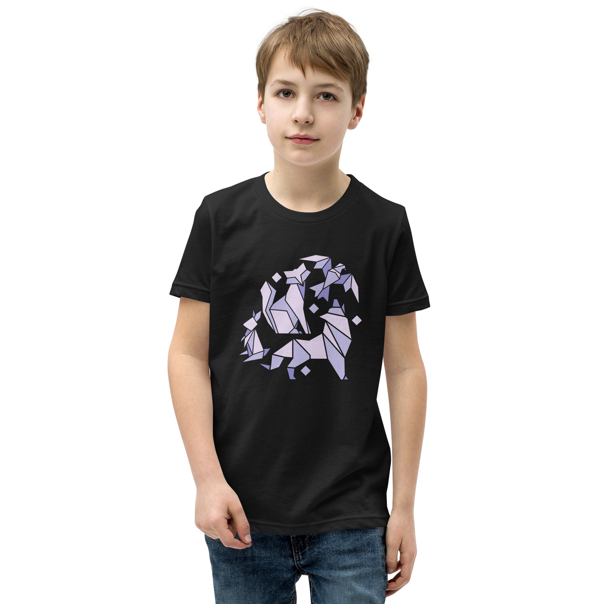 Animal Origami Kids T-Shirt with geometric design in soft cotton for youth and kids