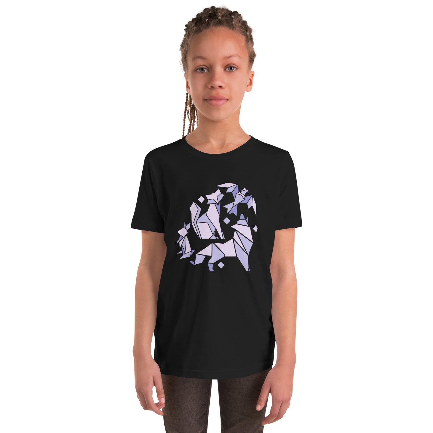 Animal Origami Kids T-Shirt with geometric design in soft cotton for youth and kids