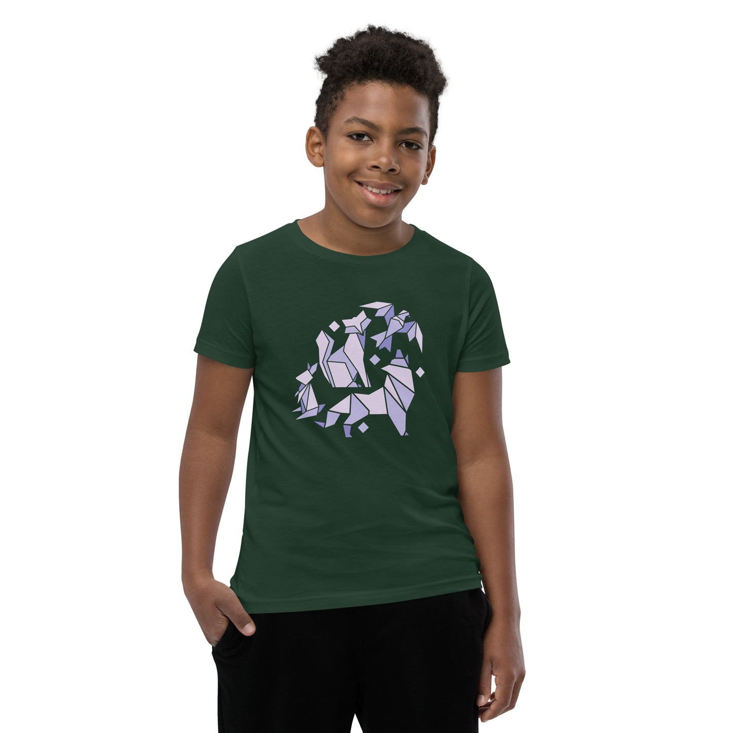 Animal Origami Kids T-Shirt with geometric design in soft cotton for youth and kids