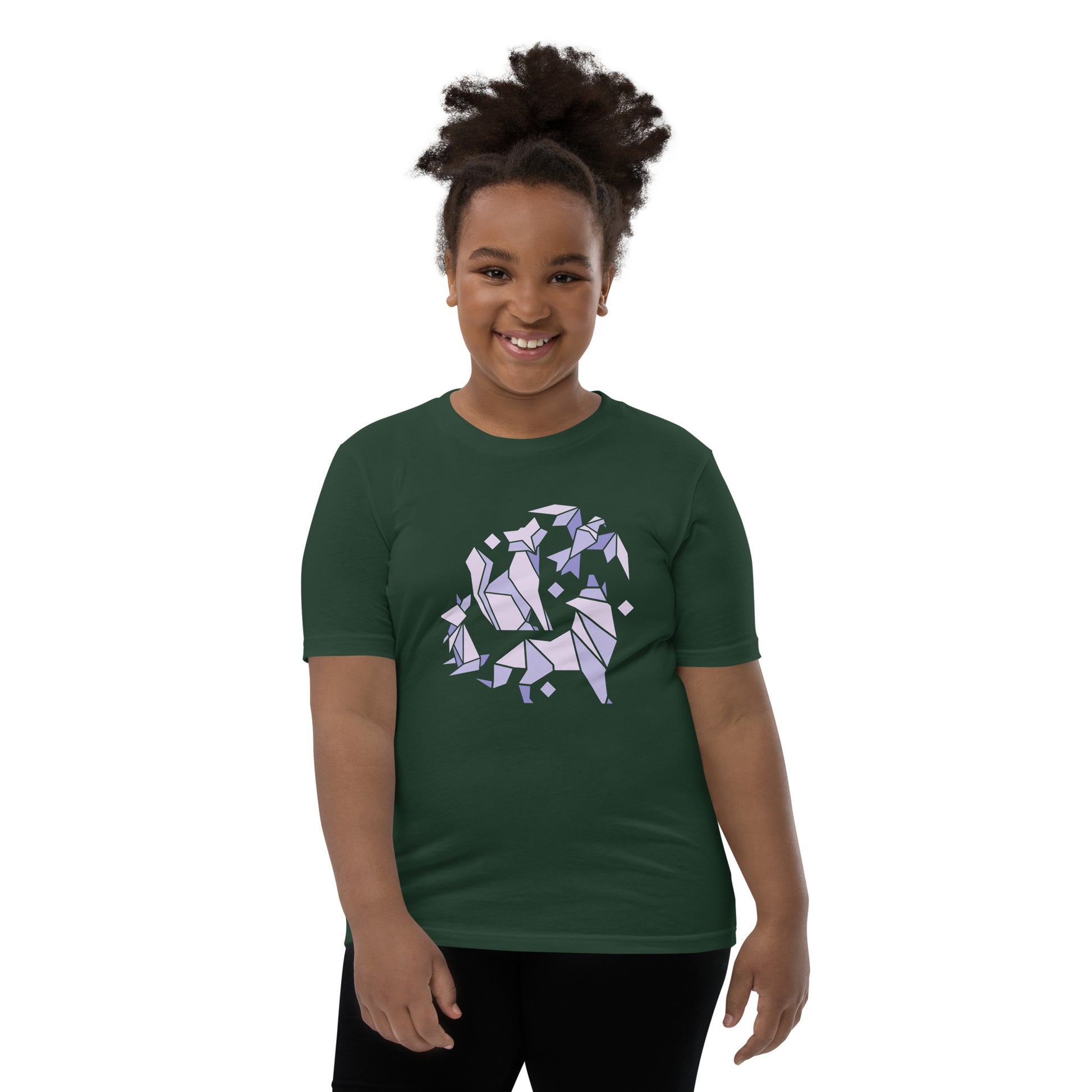 Animal Origami Kids T-Shirt with geometric design in soft cotton for youth and kids