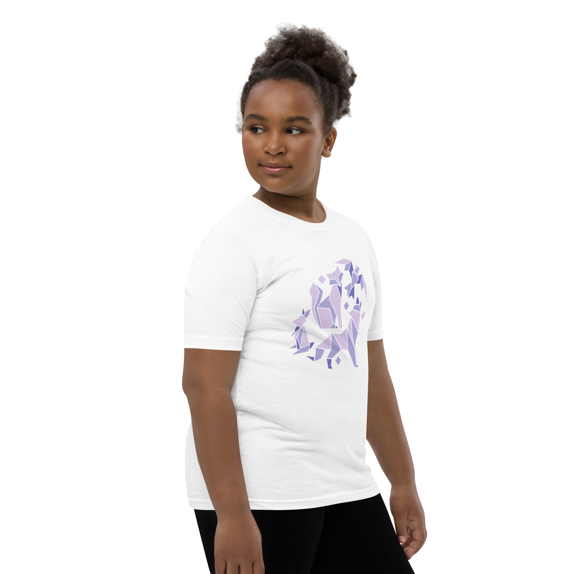 Animal Origami Kids T-Shirt with geometric design in soft cotton for youth and kids in white.