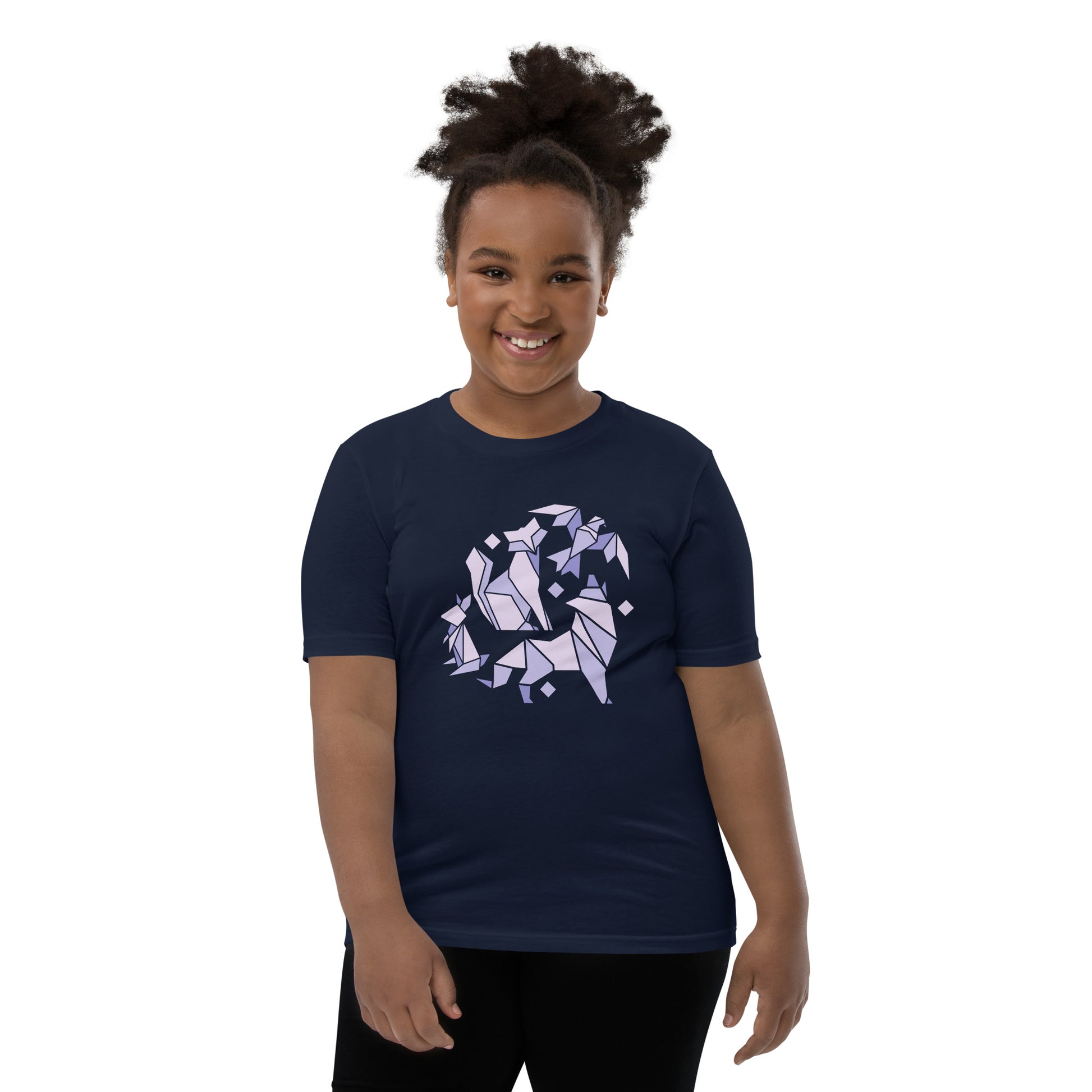 Animal Origami Kids T-Shirt with geometric design in soft cotton for youth and kids