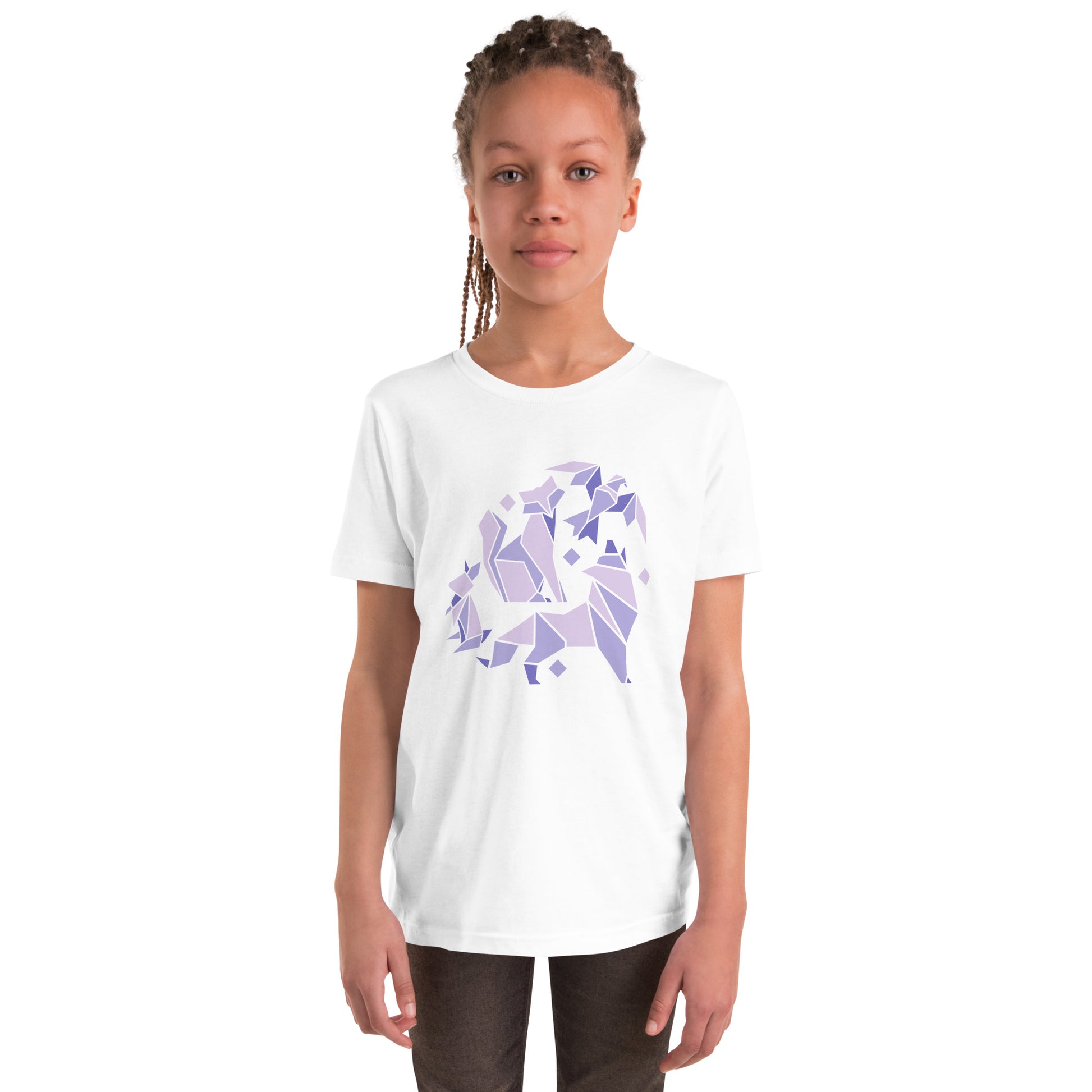 Animal Origami Kids T-Shirt with geometric design in soft cotton for youth and kids