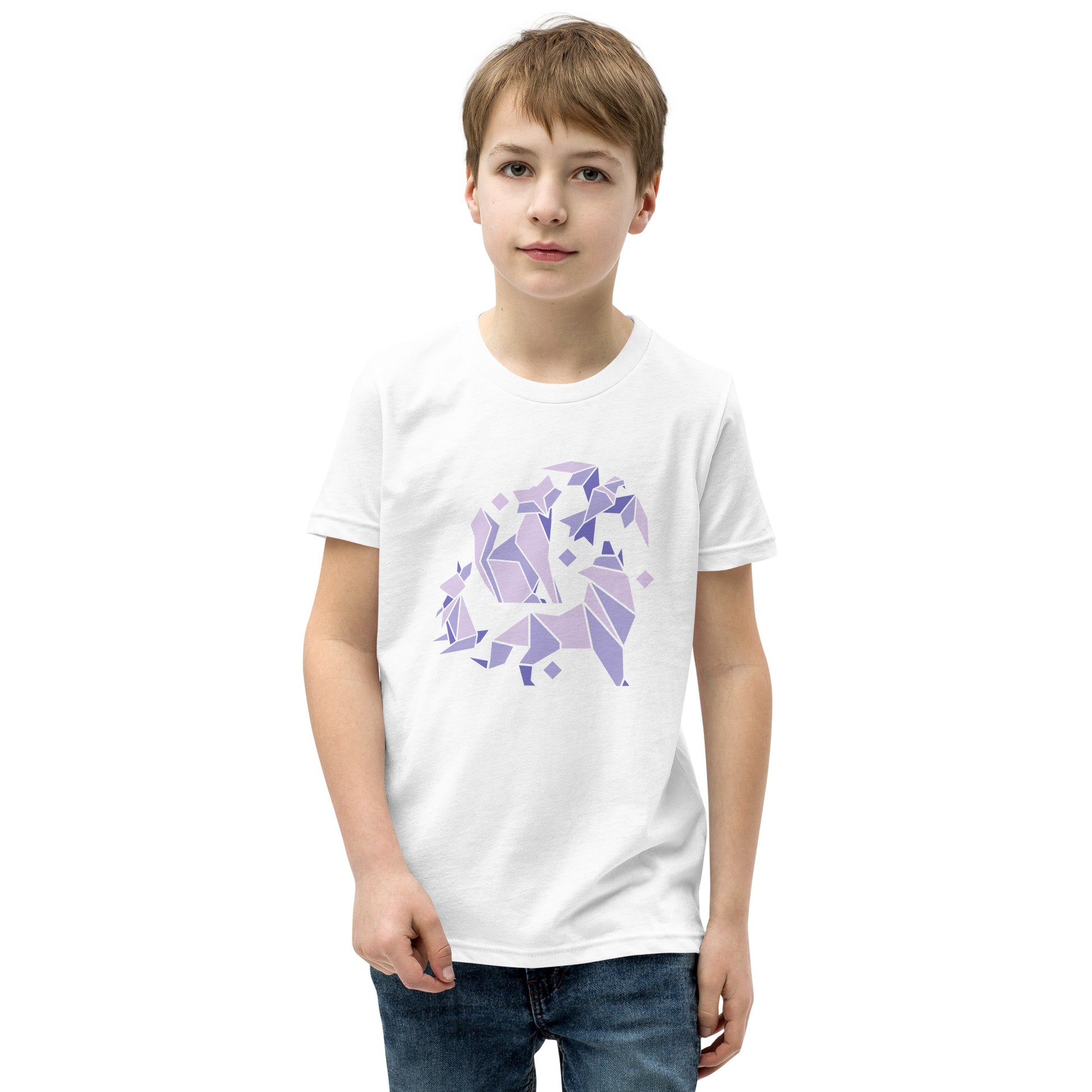 Animal Origami Kids T-Shirt with geometric design in soft cotton for youth and kids