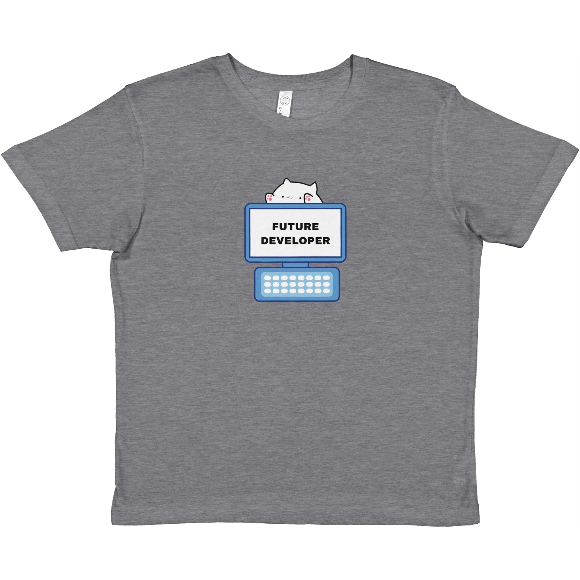 Future Coder Kids T-Shirt - Grey Soft cotton crew neck tee for young engineers and tech enthusiasts
