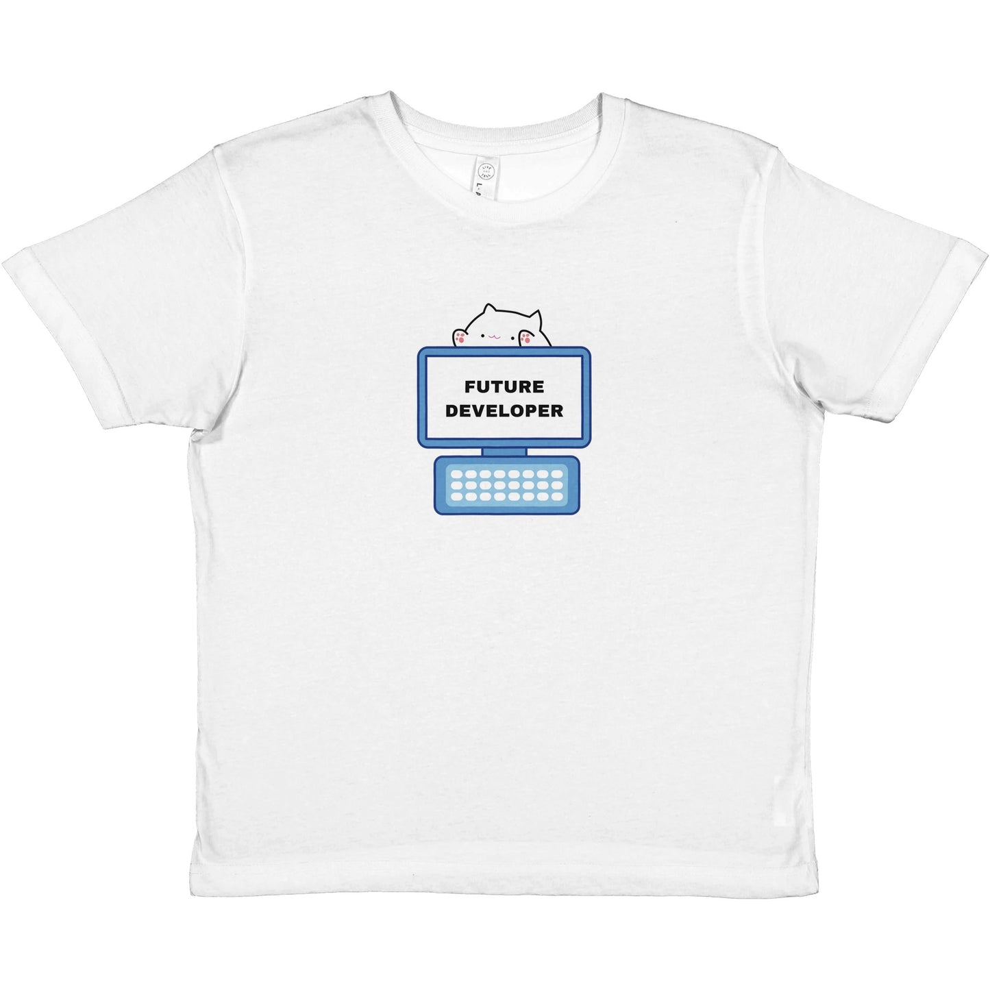 Future Coder Kids T-Shirt - White Soft cotton crew neck tee for young engineers and tech enthusiasts
