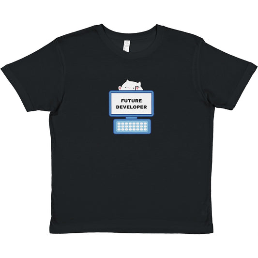 Future Coder Kids T-Shirt - Black Soft cotton crew neck tee for young engineers and tech enthusiasts

