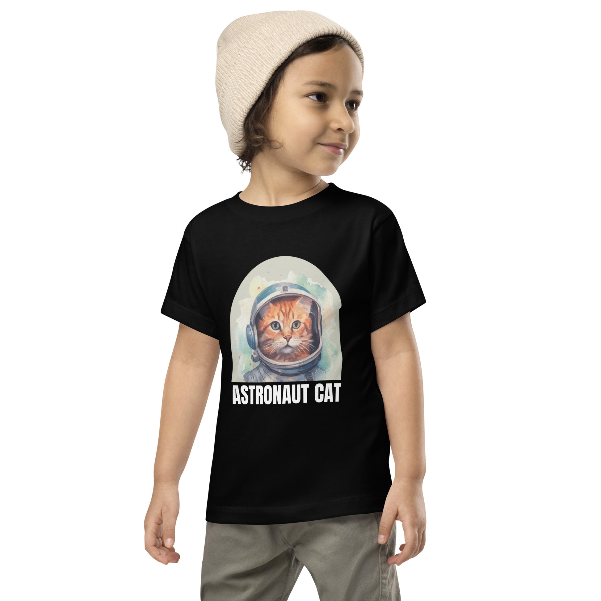 toddler t-shirt with astronaut cat graphic design