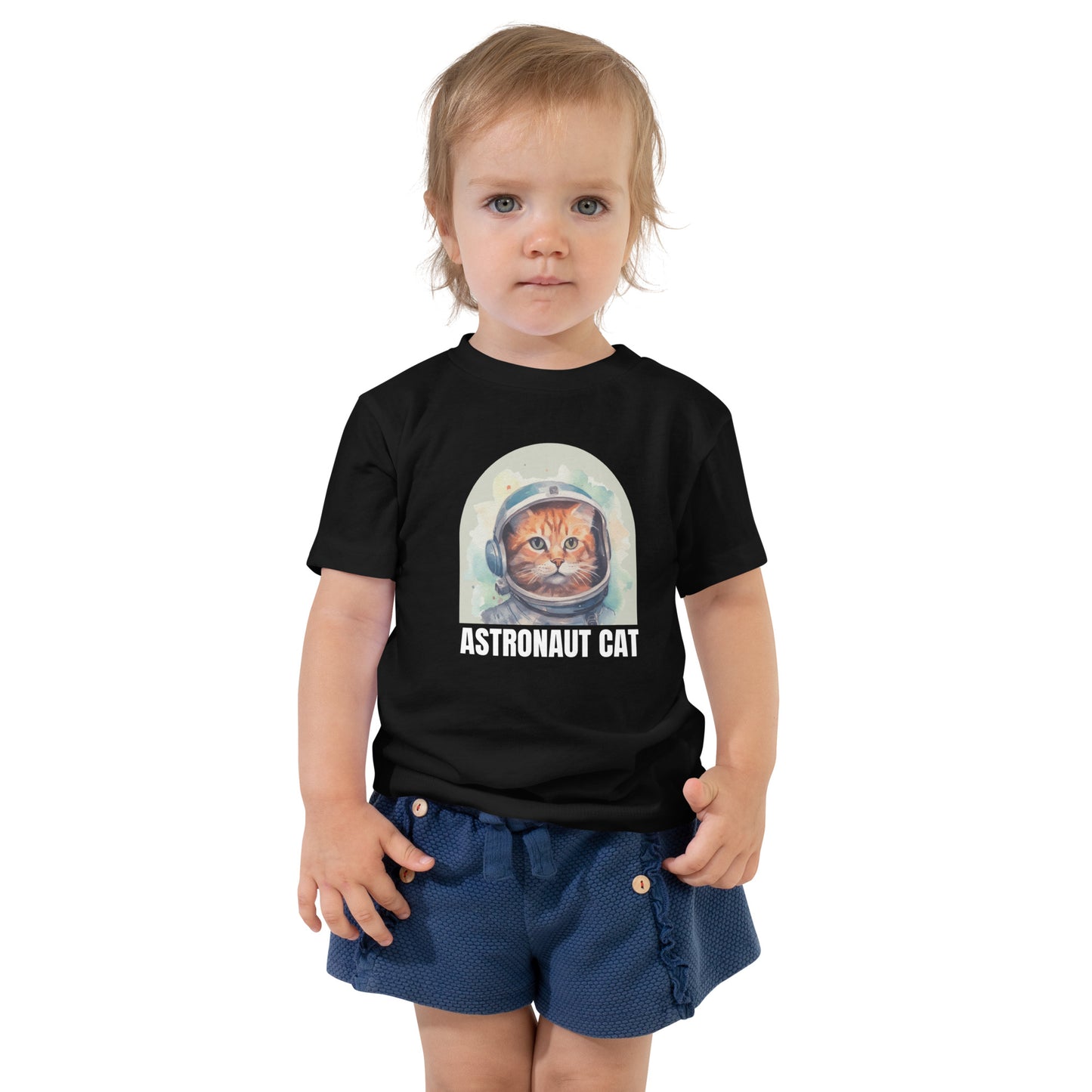 toddler t-shirt with astronaut cat graphic design