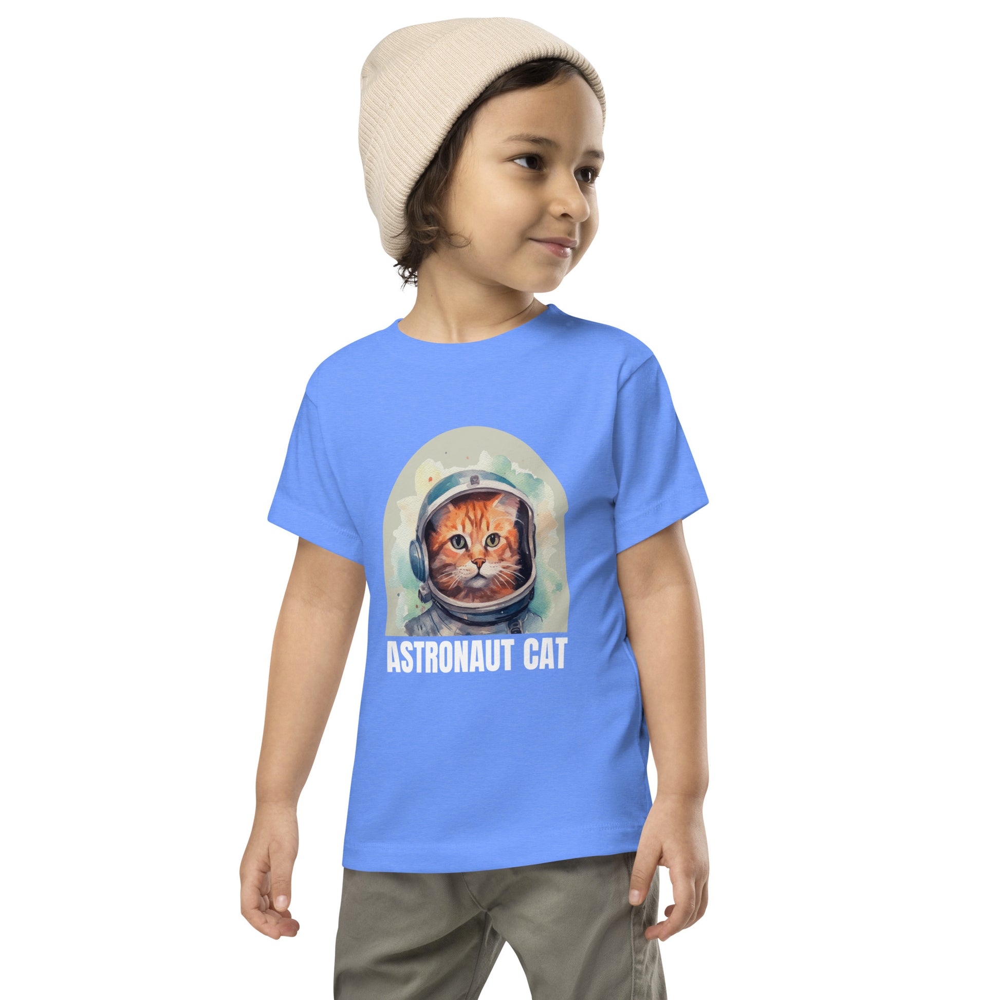 toddler t-shirt with astronaut cat graphic design
