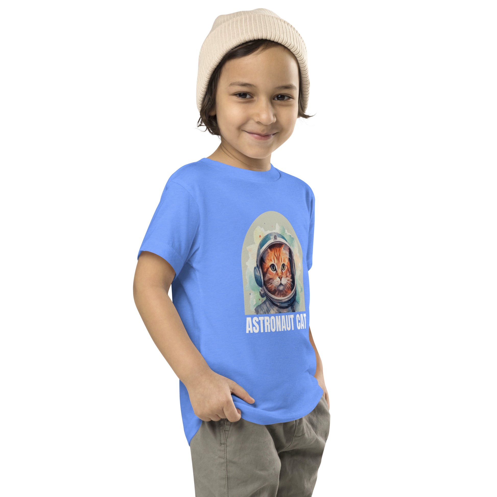 toddler t-shirt with astronaut cat graphic design