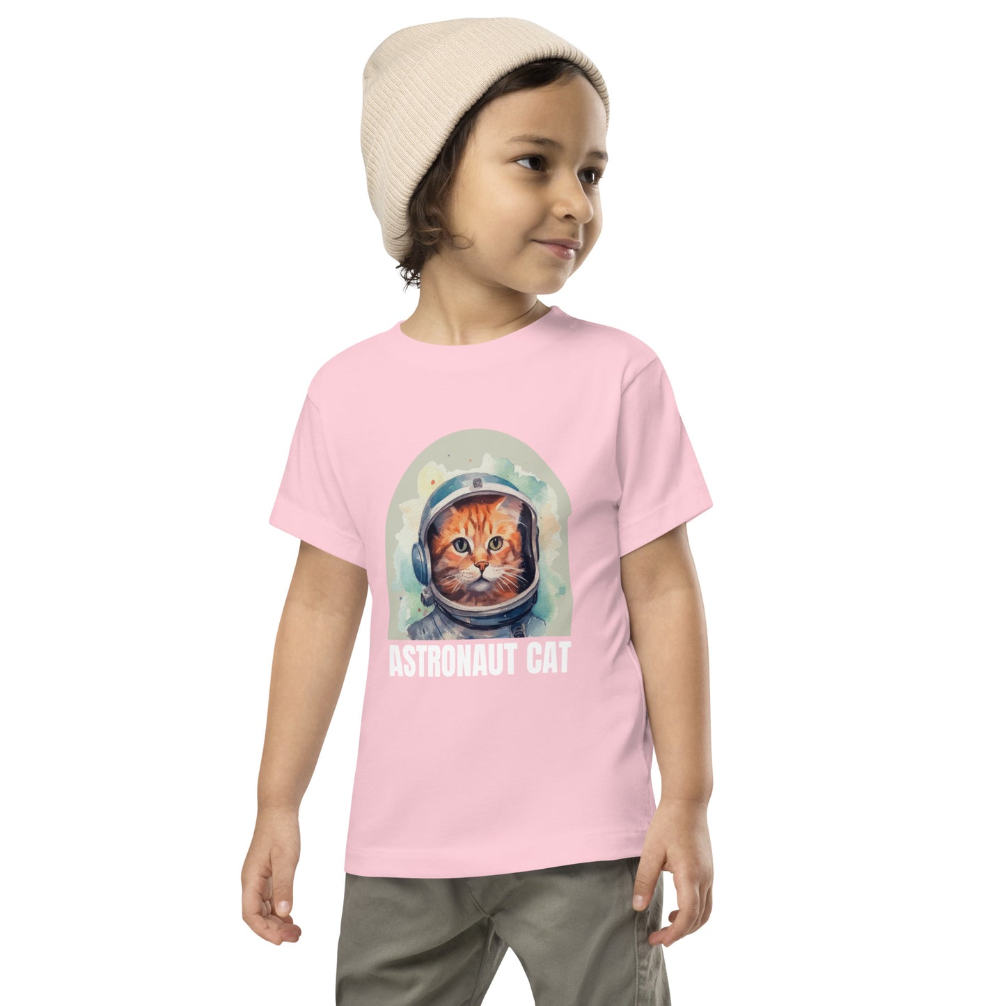 toddler t-shirt with astronaut cat graphic design