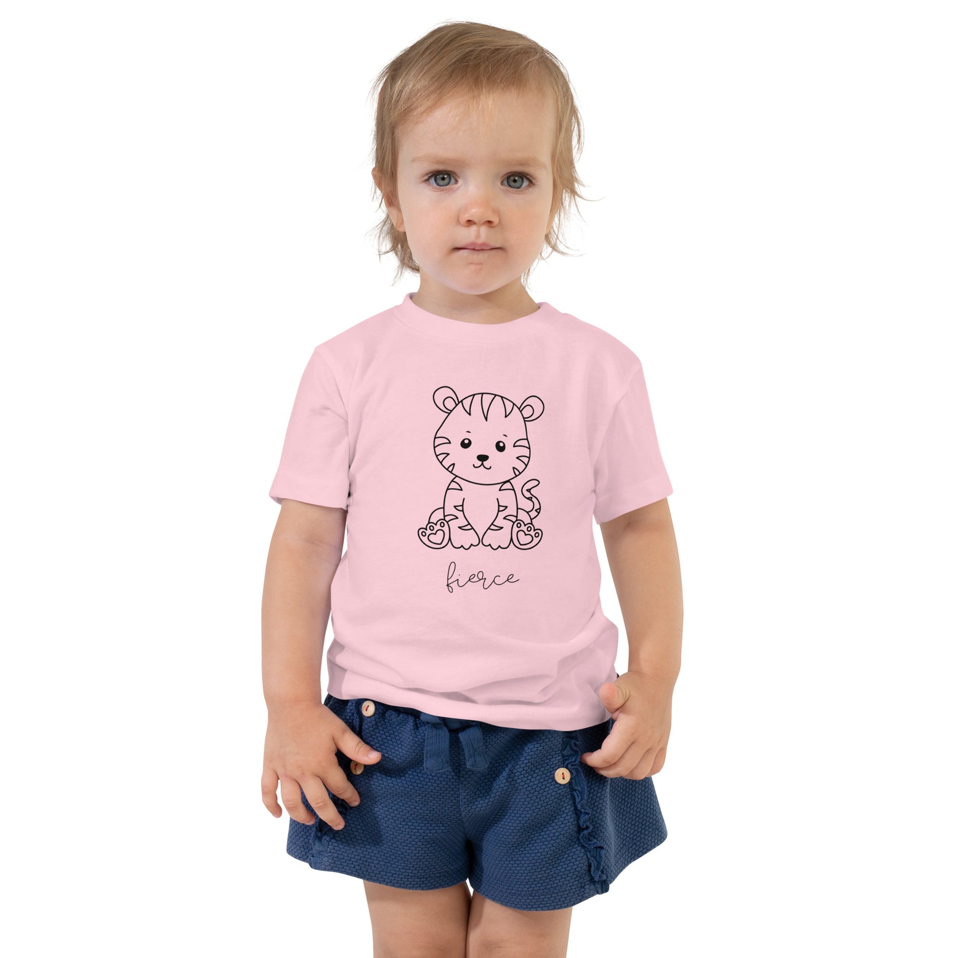 toddler t-shirt with cute tiger graphic and 'fierce' text design