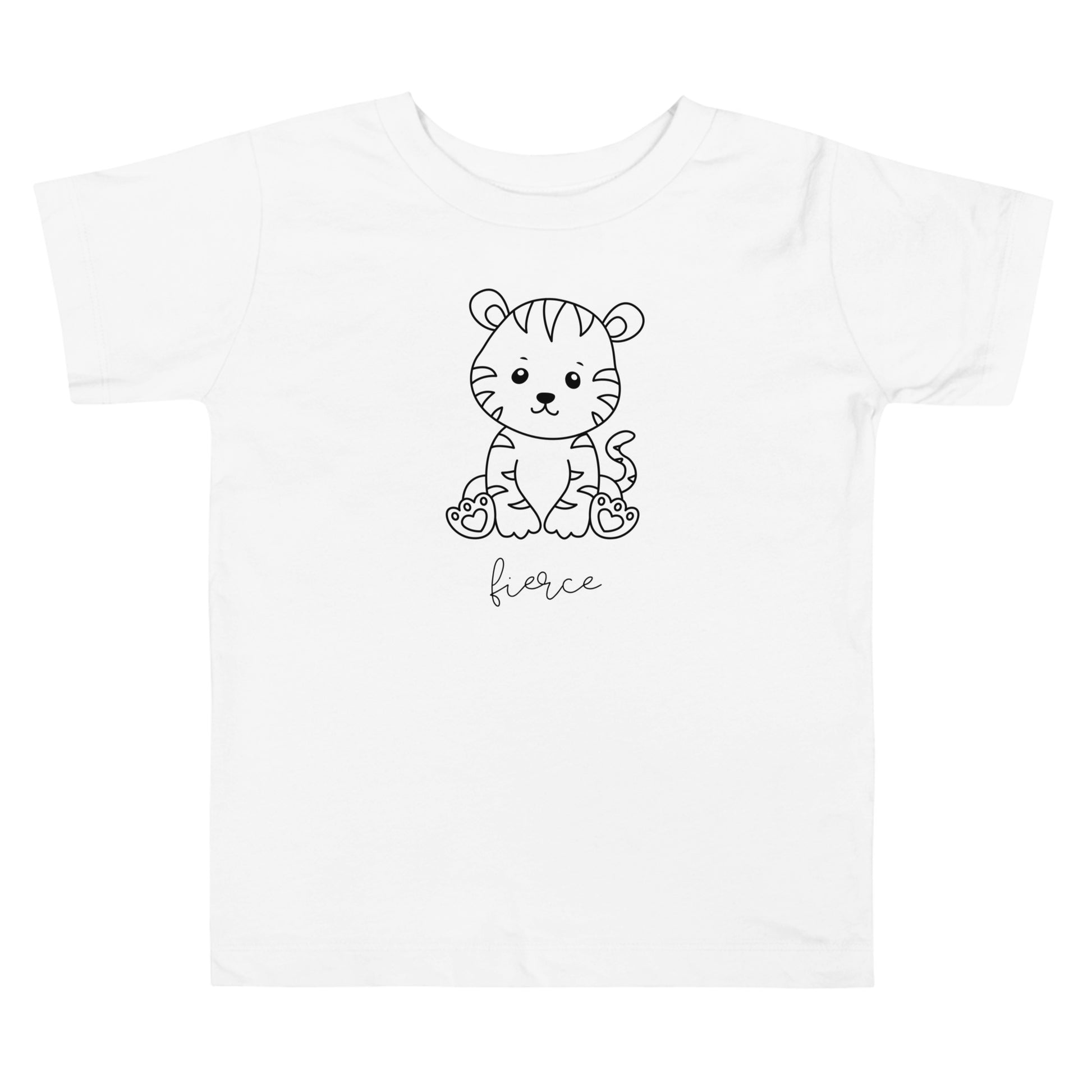 toddler t-shirt with cute tiger graphic and 'fierce' text design