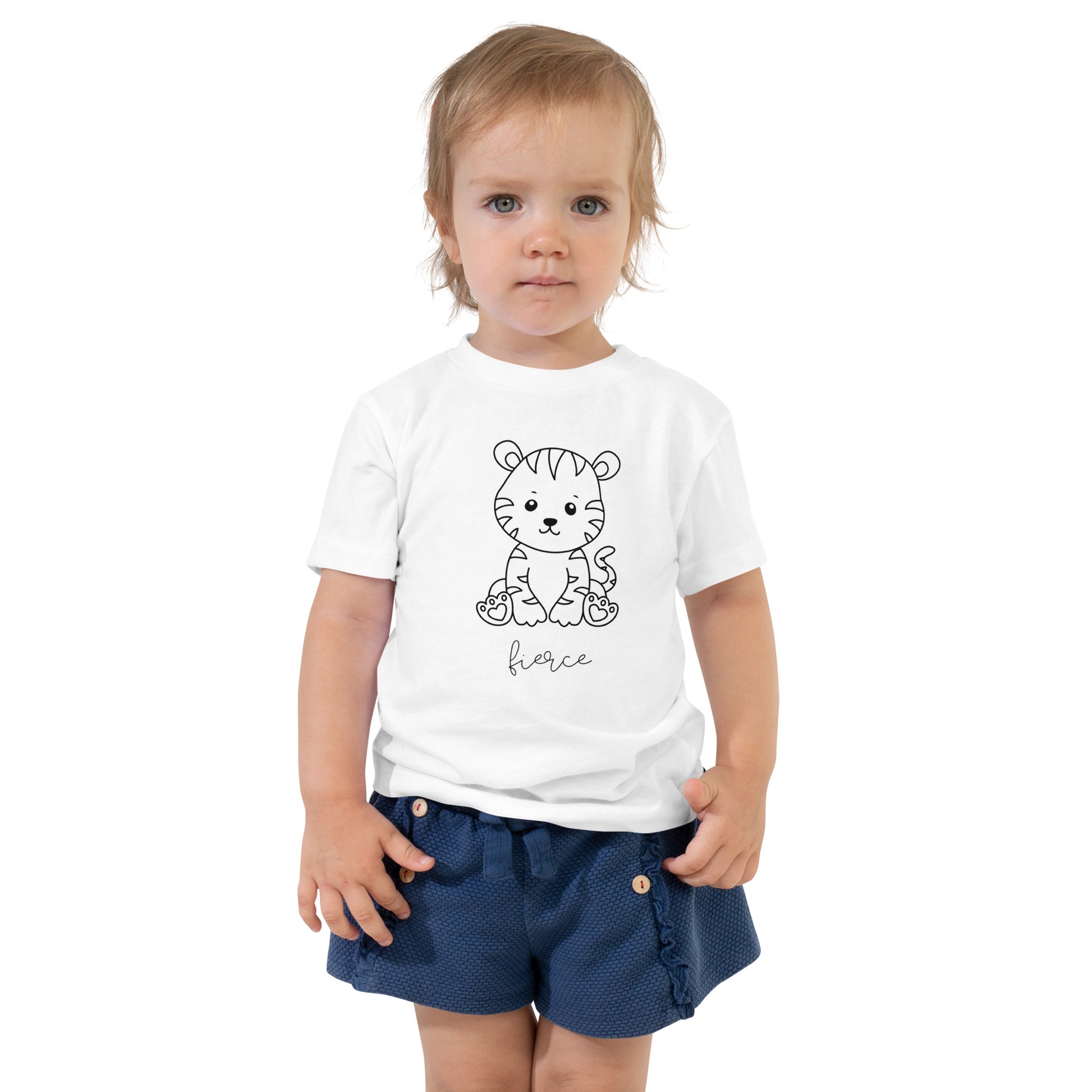 toddler t-shirt with cute tiger graphic and 'fierce' text design