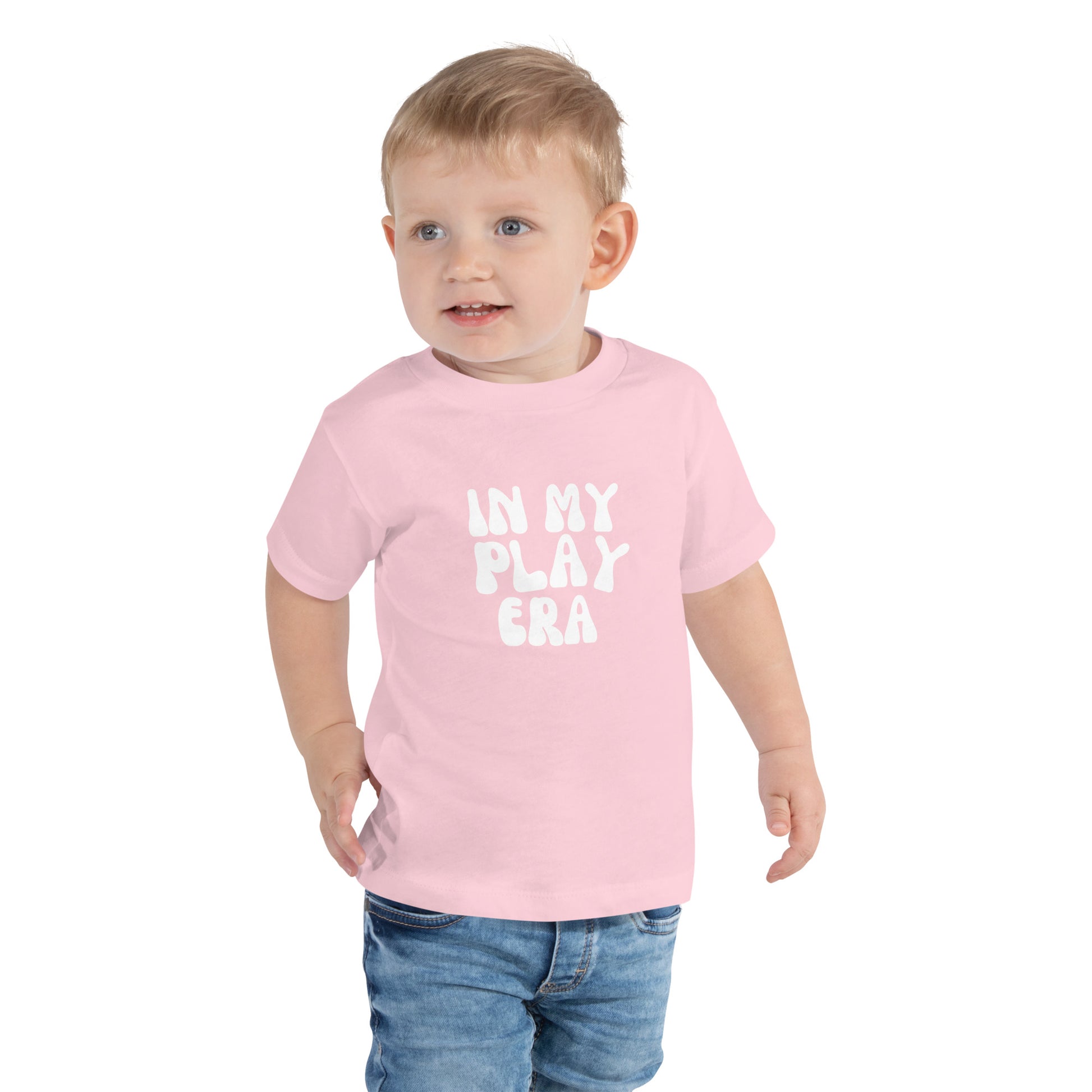 Kids In My Play Era T-Shirt - Fun graphic tee for toddlers and kids, soft cotton, playful design in pink