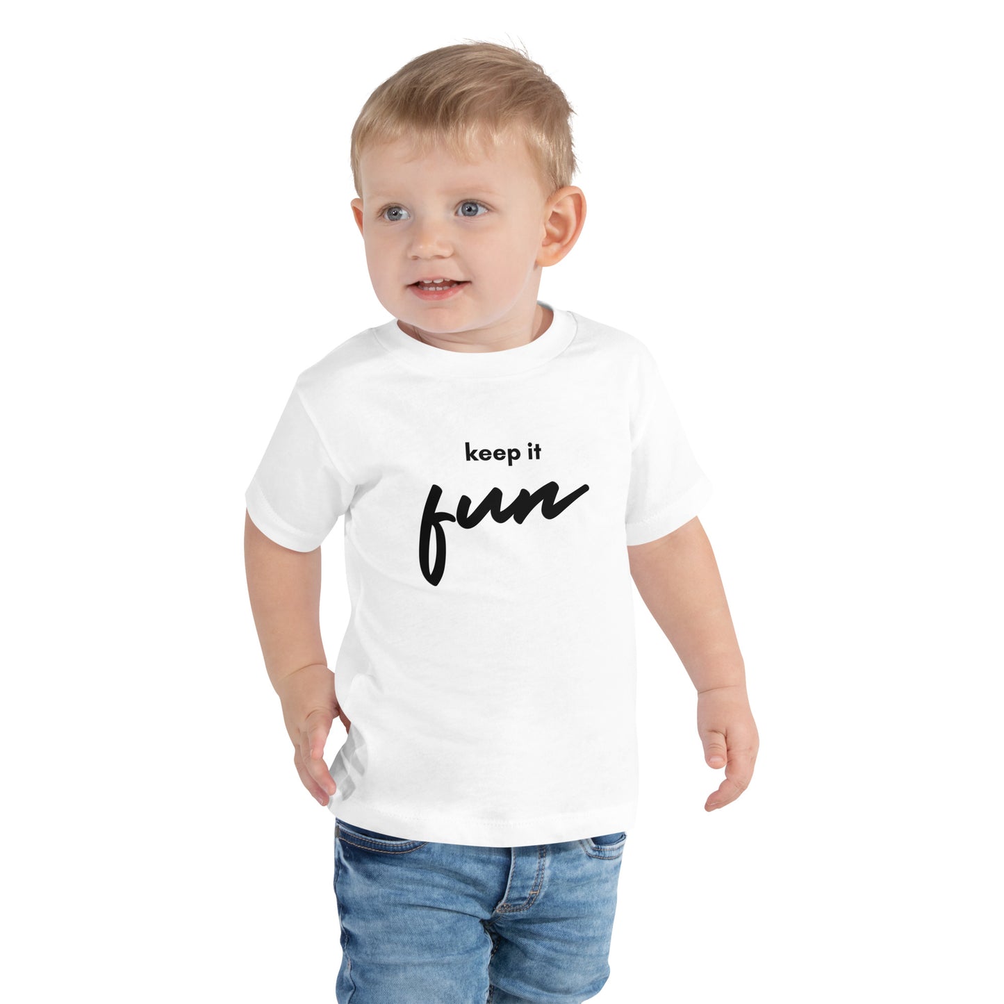 toddler t-shirt with 'Keep It Fun' text design