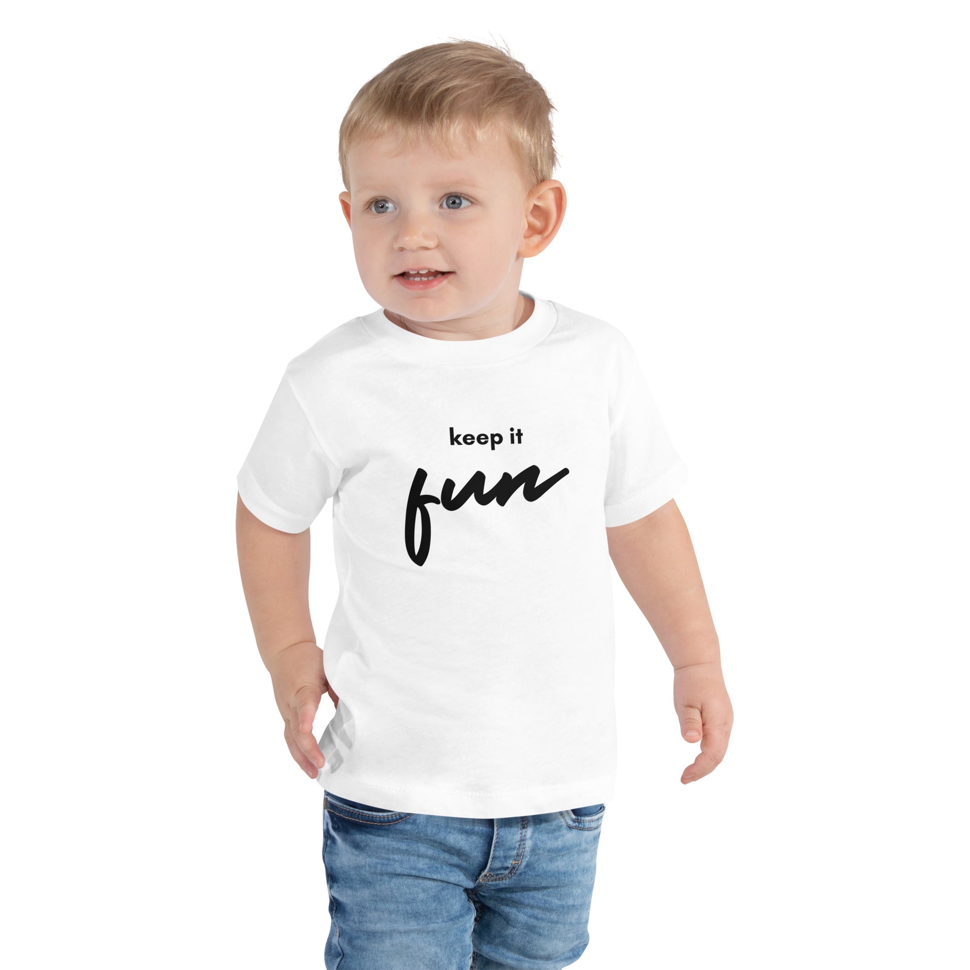 toddler t-shirt with 'Keep It Fun' text design