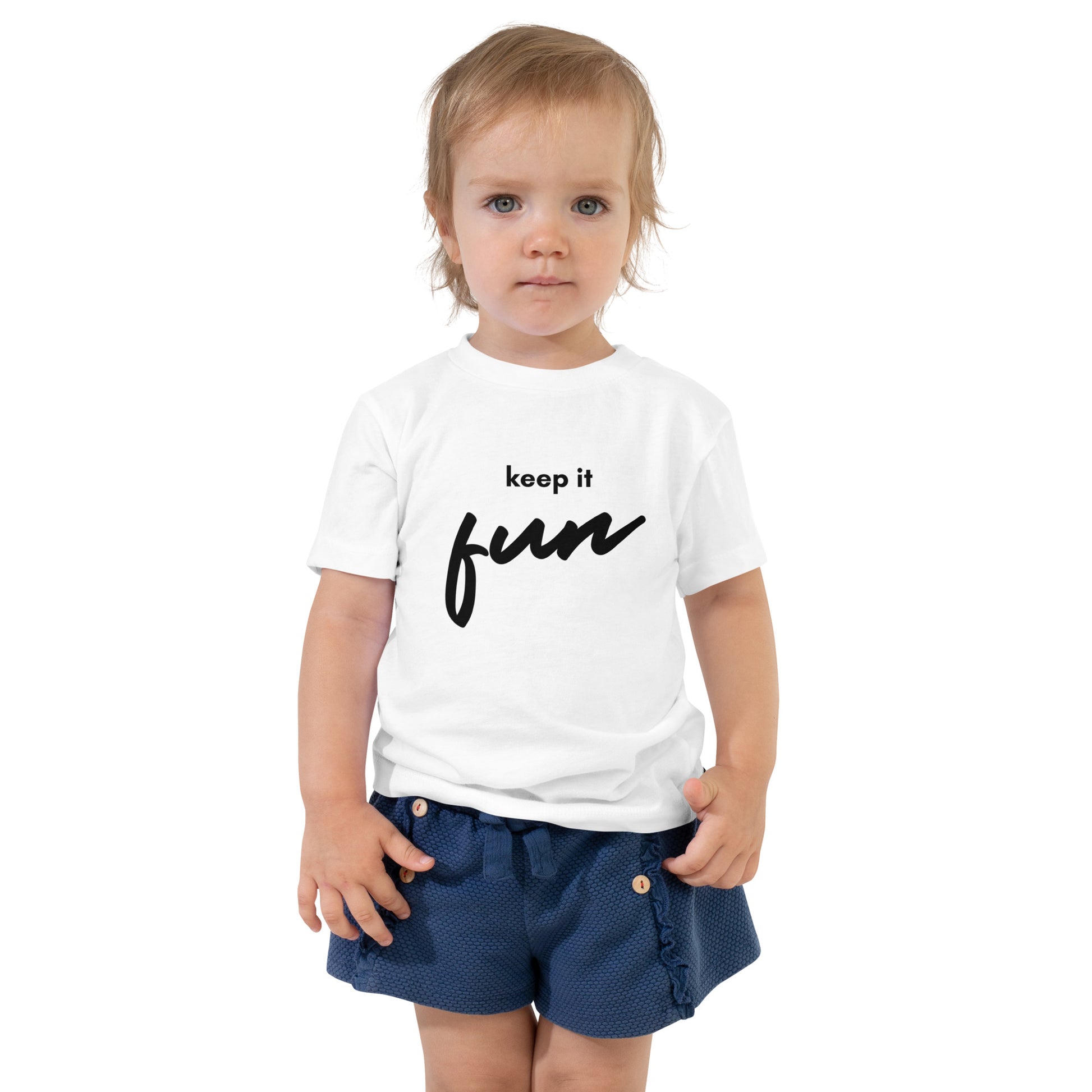 toddler t-shirt with 'Keep It Fun' text design