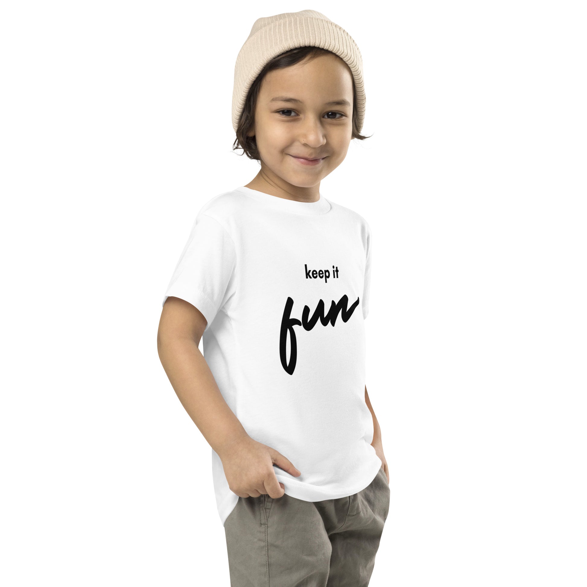 toddler t-shirt with 'Keep It Fun' text design