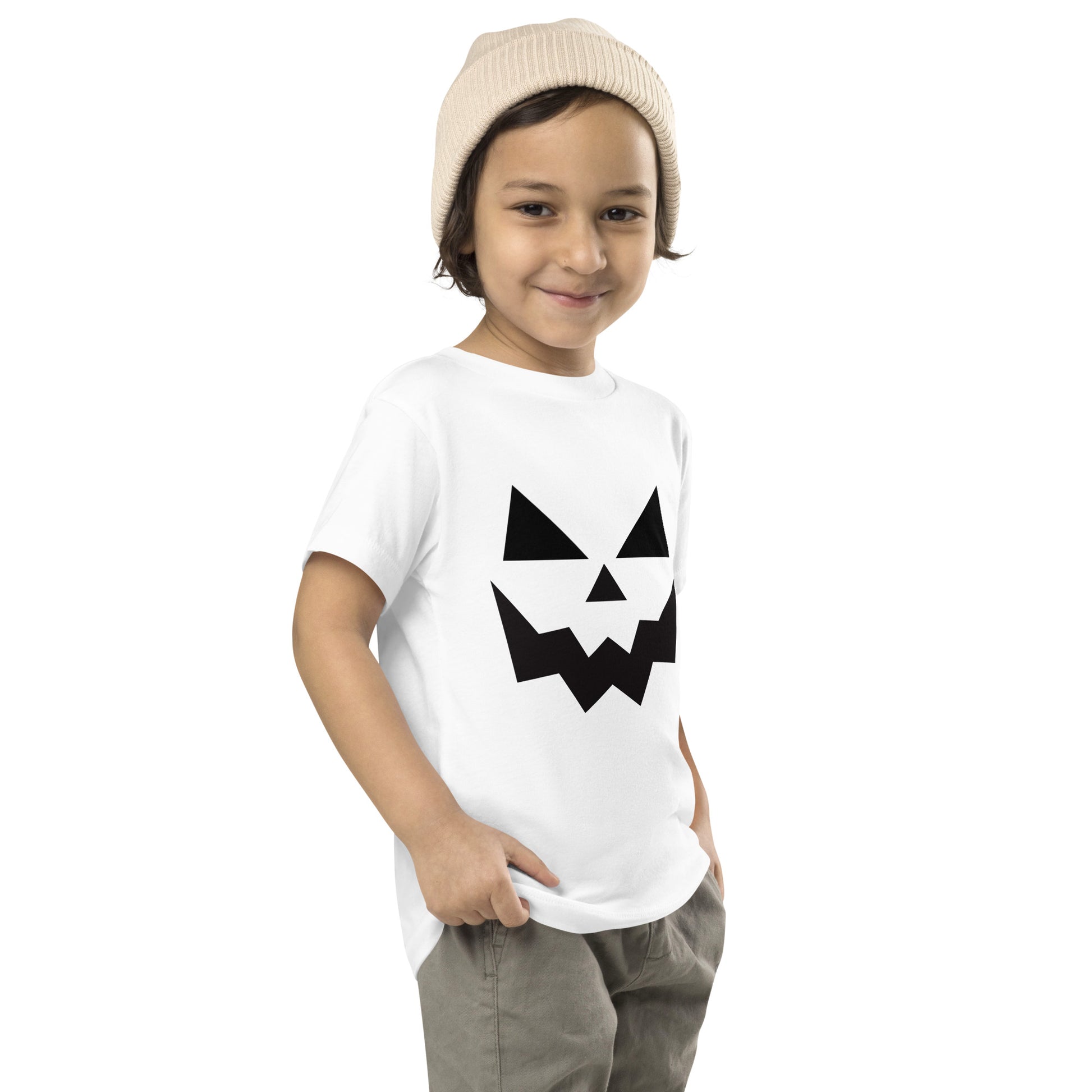 toddler t-shirt with pumpkin carving face design for Halloween
