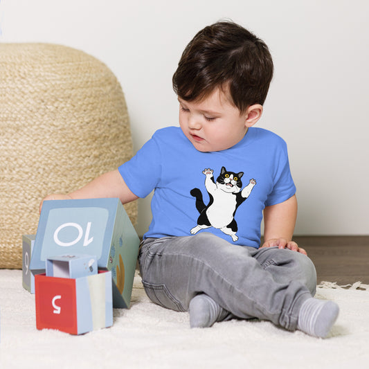 Playful Cat Toddler T-Shirt with fun cartoon cat graphic, soft cotton tee for kids
