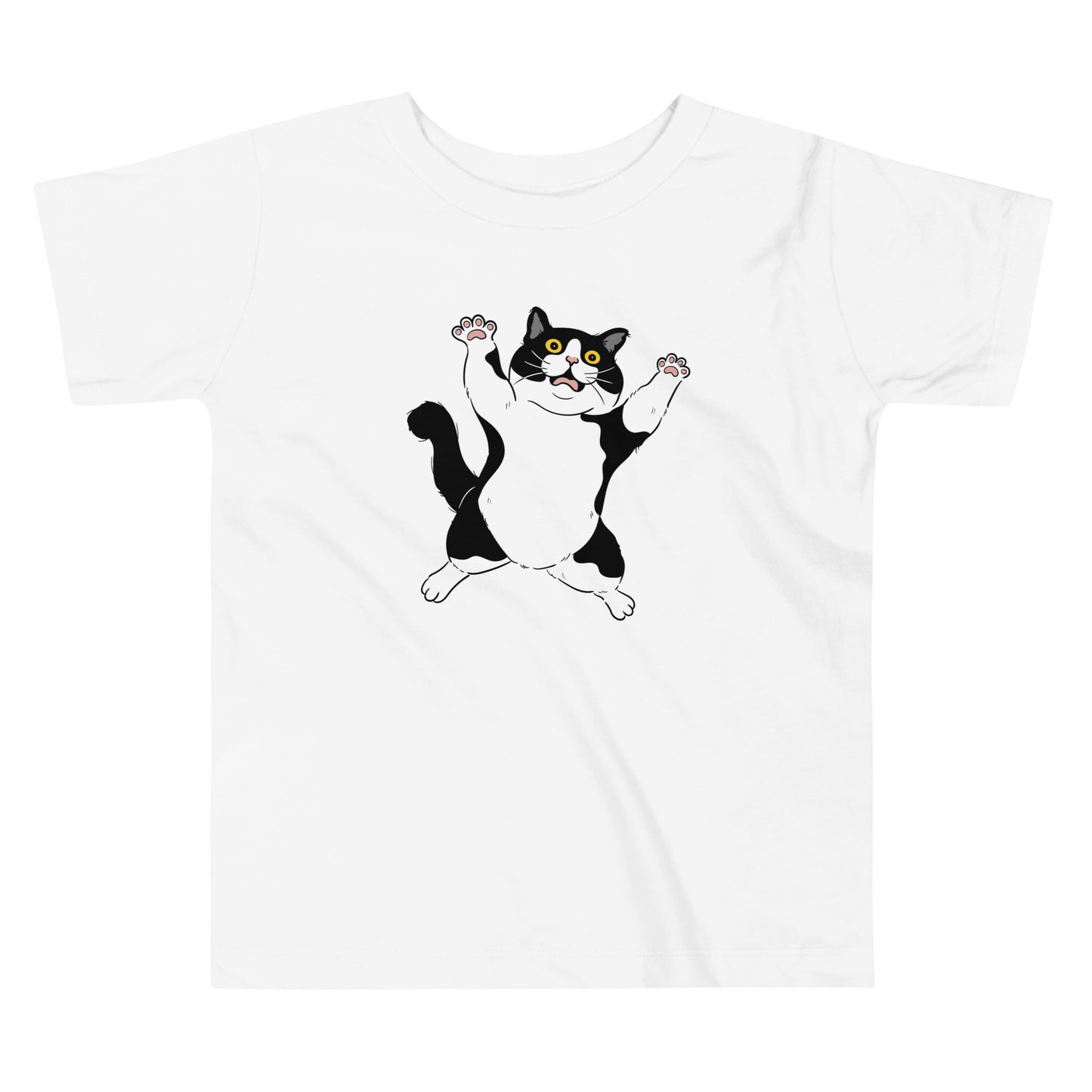 Playful Cat Toddler T-Shirt with fun cartoon cat graphic, soft cotton tee for kids