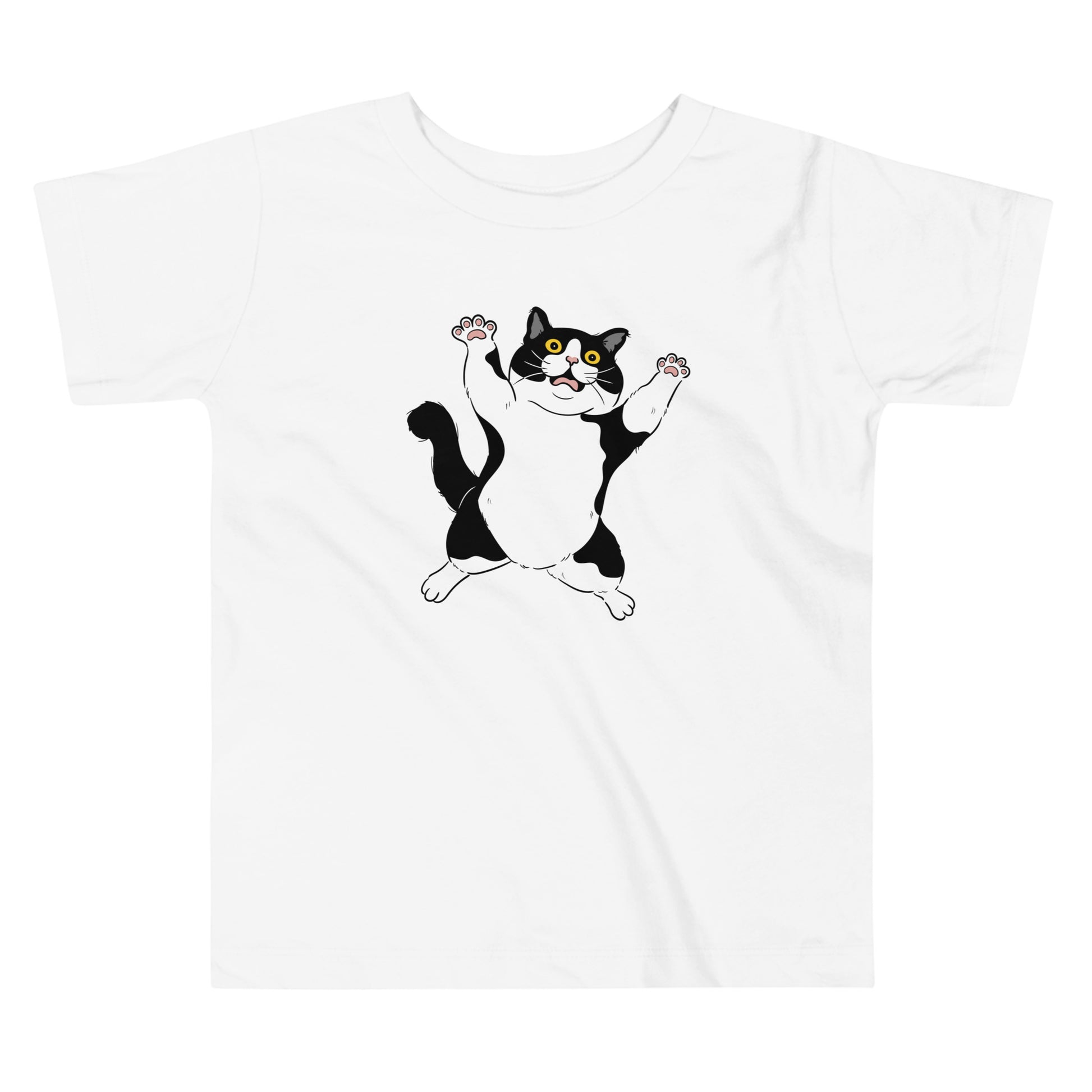 Playful Cat Toddler T-Shirt with fun cartoon cat graphic, soft cotton tee for kids
