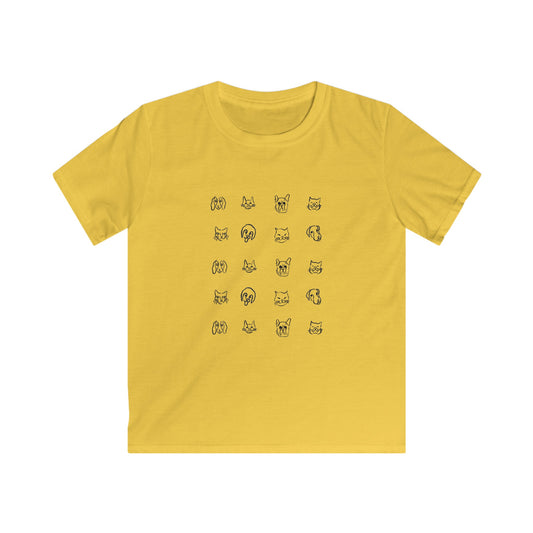 youth t-shirt with cute animal faces all over design