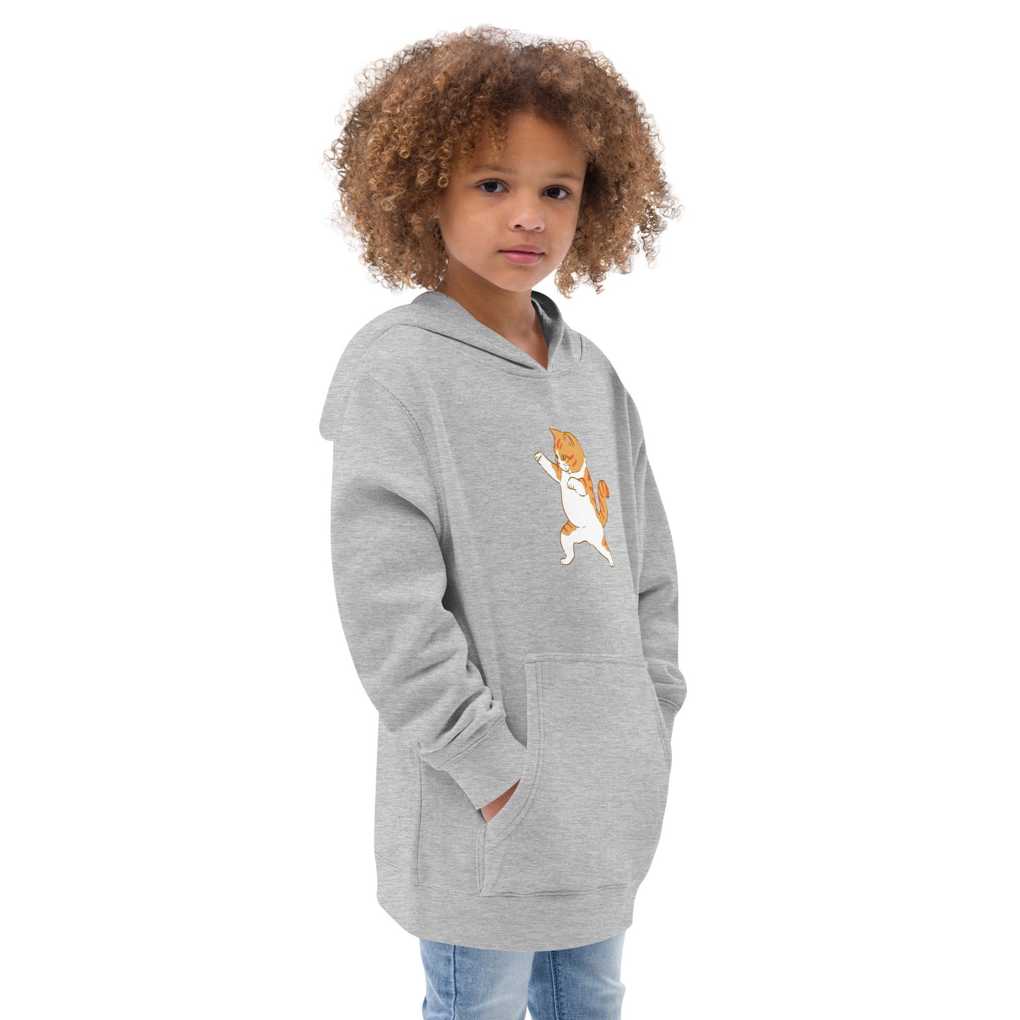 youth hoodie with ninja karate cat graphic design