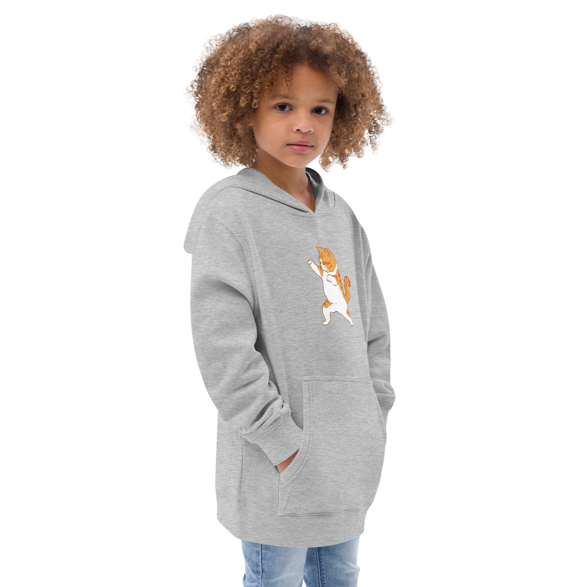 youth hoodie with ninja karate cat graphic design