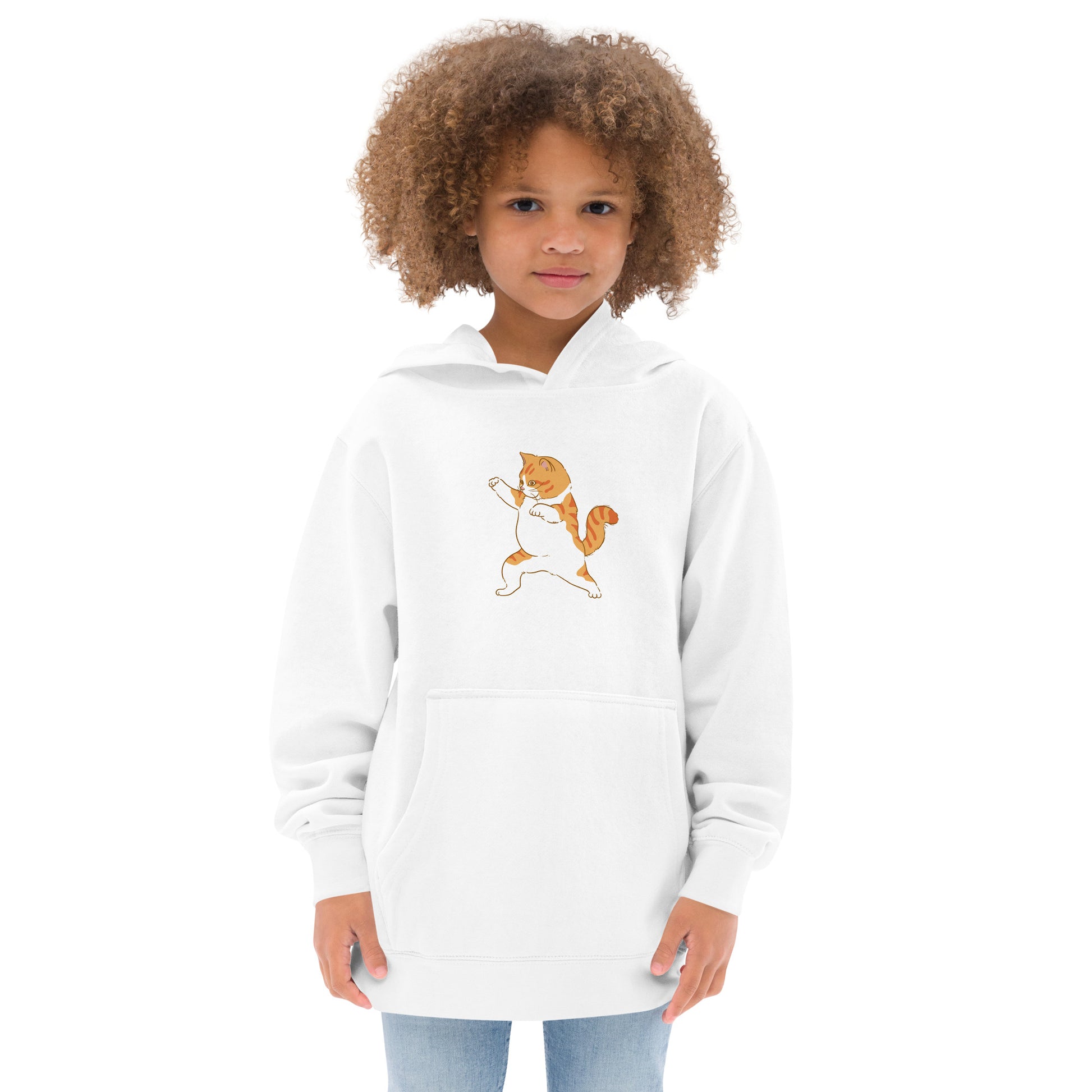 youth hoodie with ninja karate cat graphic design