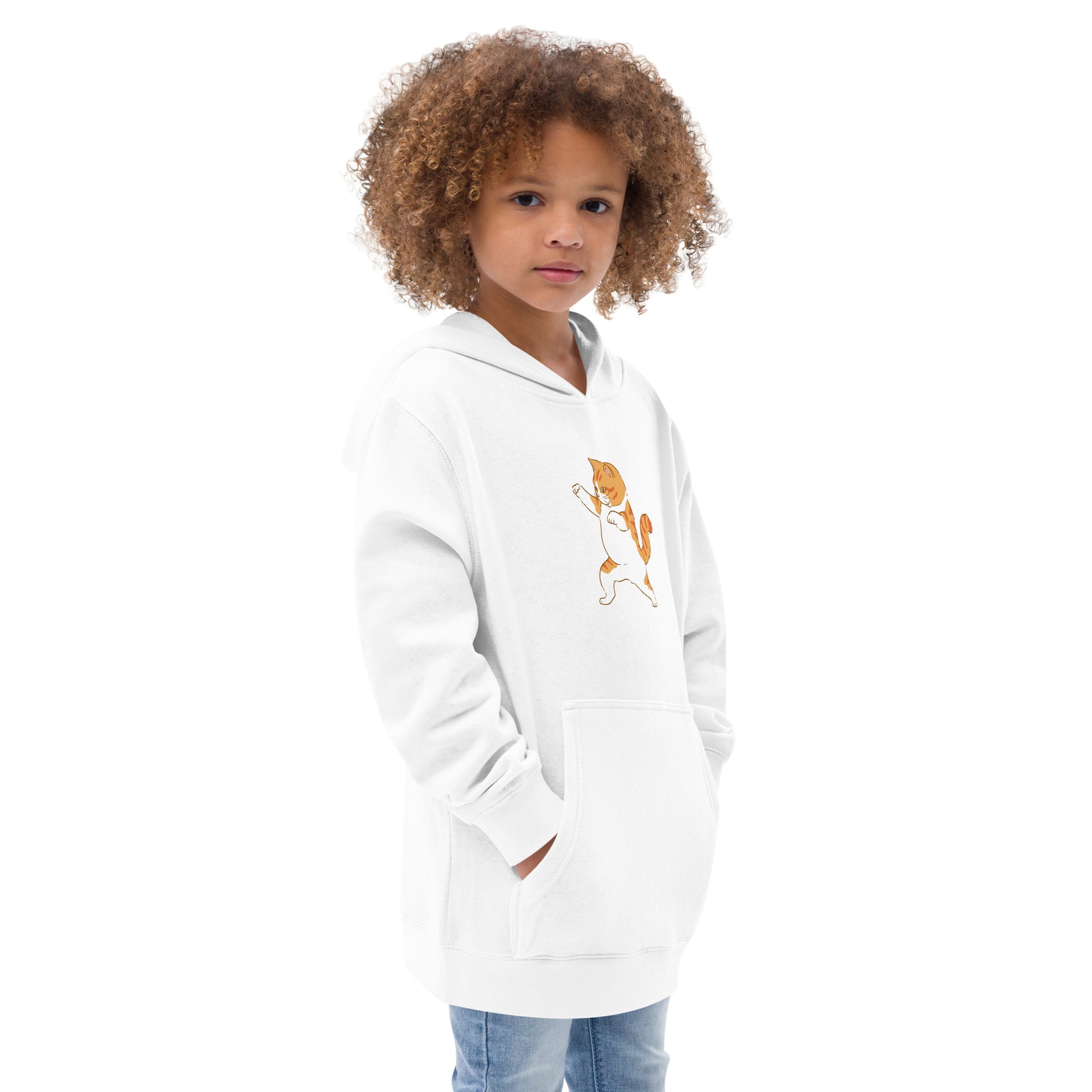 youth hoodie with ninja karate cat graphic design